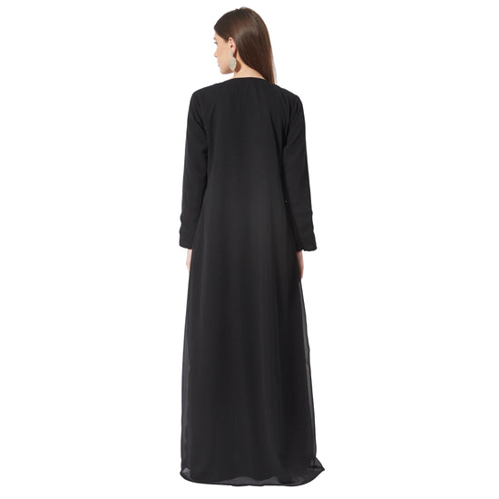 Luxurious Black Pattu Silk Gown Ready to Wear – FOURMATCHING